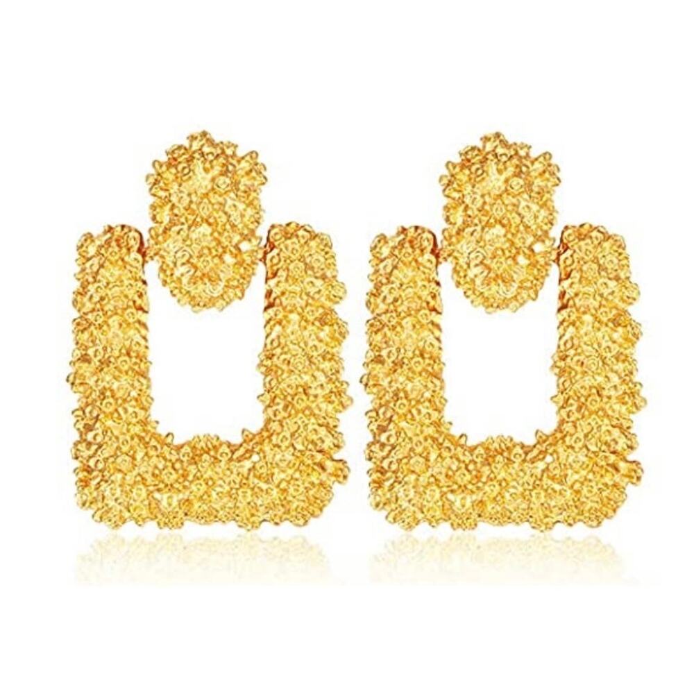 Textured Metal Drop Earrings
